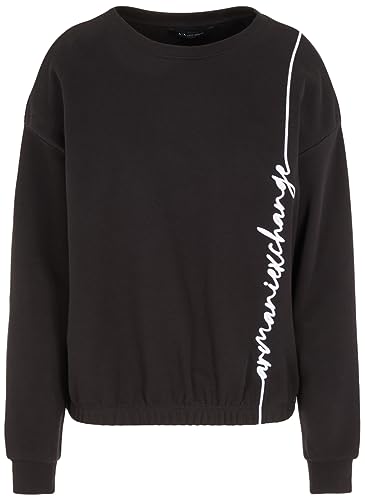 Armani Exchange Damska bluza z kapturem Signature Logo French Terry, czarny, M