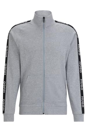 BOSS Męska kurtka sportowa z logo Jacketzp Loungewear, Medium Grey35., M