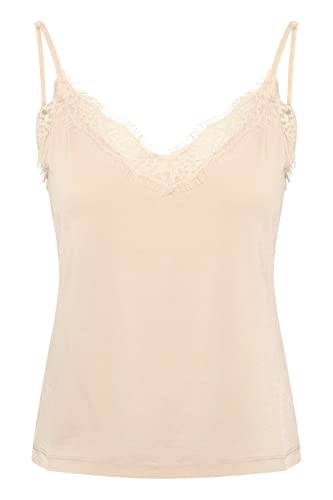 Part Two Women's Singlet Top V-Neck Koronkowe Detal Slim Fit Regular Length, Smoke Gray, XL