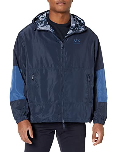 Armani Exchange Męska kurtka dwustronna, z recyklingu, granatowa B/True Navy, S, Navy B/True Navy, S