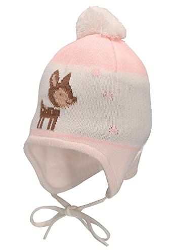 Sterntaler Dziewczęca GOTS czapka z pomponem REH, ecru, 39