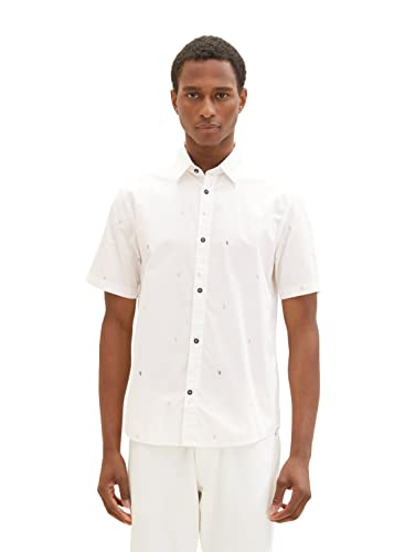 TOM TAILOR Męska koszula 1036234, 31844-Off White Scattered Design, M, 31844 – Off White Scattered Design, M