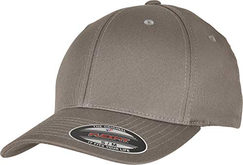Yupoong Flexfit czapka baseballowa, uniseks, z organicznej bawełny z taśmą elastyczną wewnątrz, sportowa czapka, rozmiar S/M lub L/XL (obwód głowy 54-61 cm), Pale Grey, S