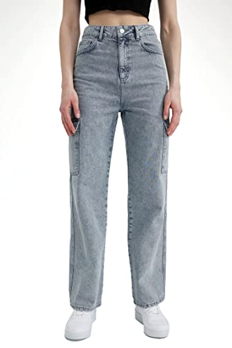 DeFacto Damskie spodnie do biegania z dzianiny, niebieski, 32