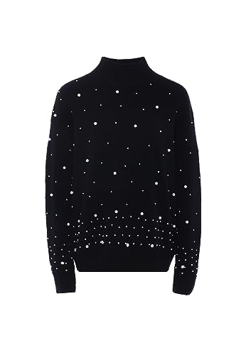 Nascita Damski sweter z cekinami, elegancki sweter akrylowy czarny rozmiar M/L, czarny, M