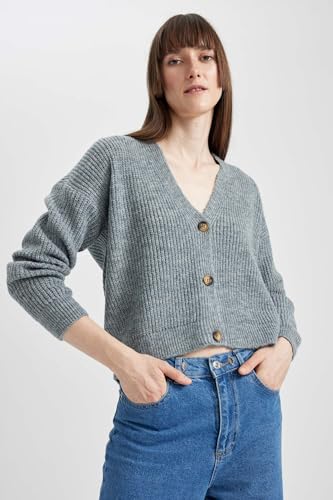 DeFacto Damski kardigan Tricot, szary, XL