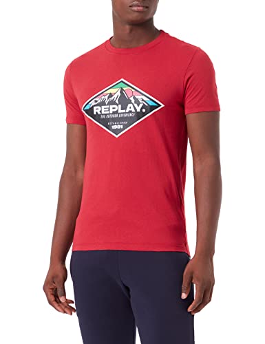Replay T-shirt męski, 665 Chili Red, L