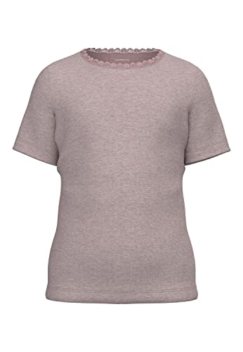 NAME IT Girl's NKFKAB SS Slim TOP NOOS T-Shirt, Deauville Mauve/szczegóły: melanż, 134/140, Deauville Mauville/Szczegóły: melanż, 134/140 cm