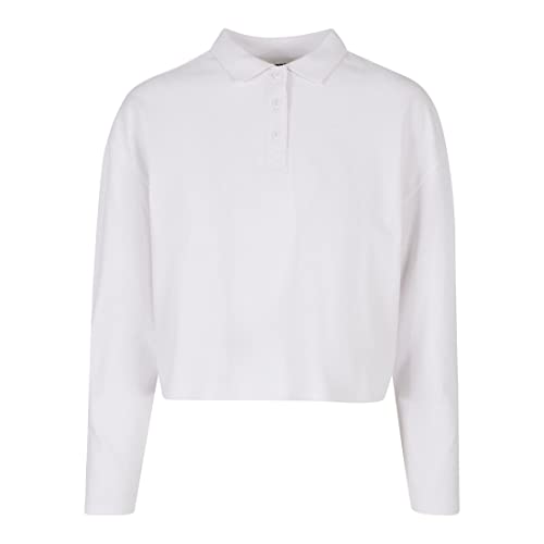 Urban Classics Damska koszulka polo oversized z długim rękawem, damska koszulka polo oversized Fit, dostępna w dwóch kolorach, rozmiary XS-5XL, biały, 5XL