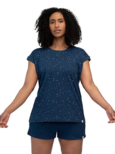 greenjama Damska koszulka Slub Jersey z nadrukiem, ultramaryna, 42