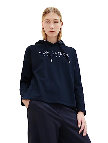 TOM TAILOR Damska bluza z kapturem z napisem, 10668-sky Captain Blue, M