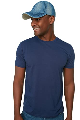 Trendyol Men's Navy Blue, męski t-shirt, okrągły dekolt, z krótkim rękawem, rozmiar M