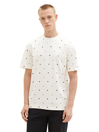 TOM TAILOR Denim Koszulka męska 1036471, 31903-White Black Wildflower Print, XXL, 31903 - biały czarny nadruk dzikich kwiatów, XXL