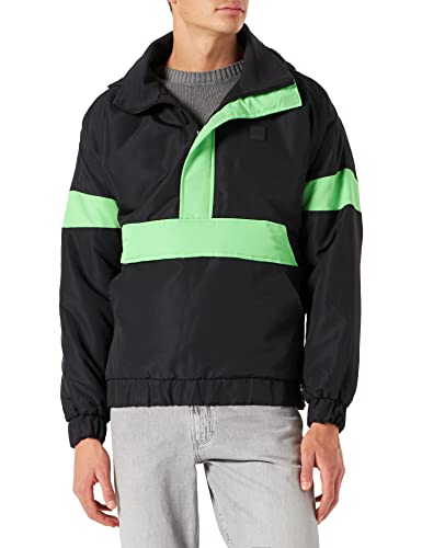 Urban Classics Kurtka męska Windbreaker Neon-Mix Pull-Over przejściowa, wielokolorowy (Black/Neon Green 01191), M