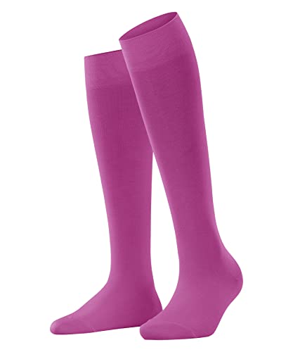 FALKE Damskie bawełniane skarpety do kolan długie wysokie czarne białe więcej kolorów cienkie gładkie bez wzoru na lato lub zimę 1 para, Różowy (Hot Pink 8676), 38.5-42 EU