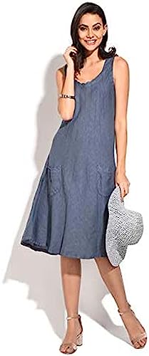 Bonateks, Półprzezroczysty top z dekoltem w serek i koronką angielską, 100% len, rozmiar DE:34, rozmiar US:S, topy, granatowe - wyprodukowano we Włoszech, niebieski, 34