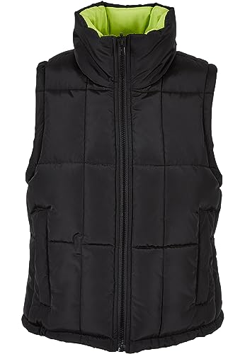 Urban Classics Kamizelka damska Ladies Reversible Cropped Puffer Vest black/frozenyellow 5XL, czarny/żółty (Kraina Lodu), 5XL