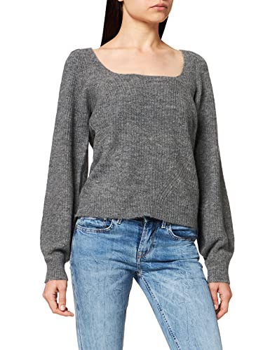 ONLY Onlkarinna L/S Squareneck KNT sweter damski, Medium Grey Melange, M