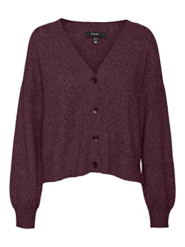 VERO MODA Damski sweter z dzianiny VMDOFFY LS V-Neck Button CARDIG GA NOOS, Winetasting/szczegóły: melanż, XS