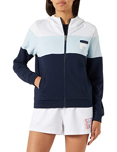 FILA Damska bluza z kapturem Santana Blocked Hooded Sweat, Black Iris-Bright White-omphalodes, L