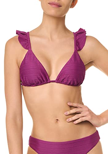 goldenpoint Bikini damski kostium kąpielowy, solidny trójkątny biustonosz z falbankami, fioletowy, 85B