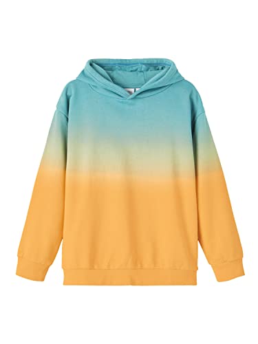 NAME IT Bluza chłopięca Nkmhomse Ls Boxy Sweat Unb, Tybetański kamień/szczegóły: tie Dye Amber Yellow, 134-140