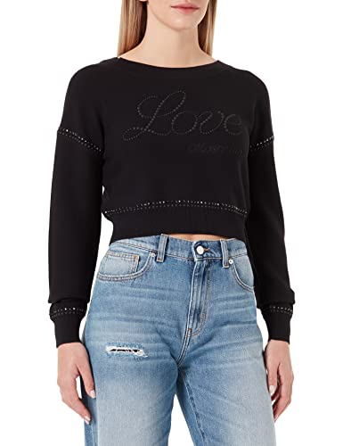 Love Moschino Damski sweter o kroju przyciętym, Czarny, 44
