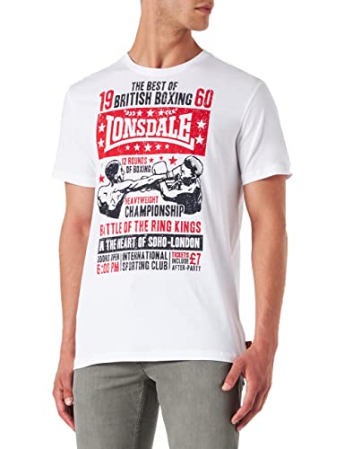 Lonsdale Auckengill t-shirt męski, biały/granatowy/czerwony, S