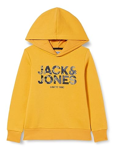 JACK&JONES JUNIOR Chłopięca bluza z kapturem Jjjames Sweat Hood Jnr, złoto (Honey Gold), 128