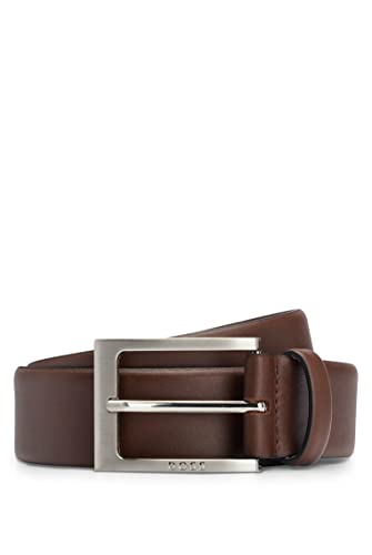 BOSS Męski pasek Barnabie z klamrą ze skóry nappa, Brązowy