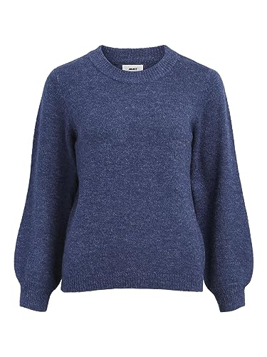 Object Damski sweter z dzianiny z rękawami balonowymi, Bijou Blue, XL