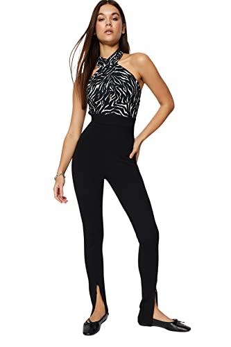 Trendyol Rajstopy damskie z wysokim stanem skinny slim fit, Czarny, Small