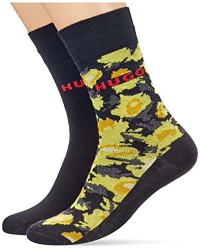 HUGO Męskie skarpetki 2P RS Flower CC Regular_Socks, czarne 1, 39-42, czarny (Black1), 39-42