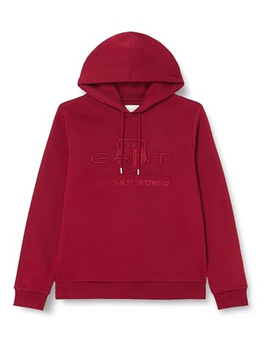 GANT Damska bluza z kapturem Reg Tonal Shield, Plumped Red, XXL