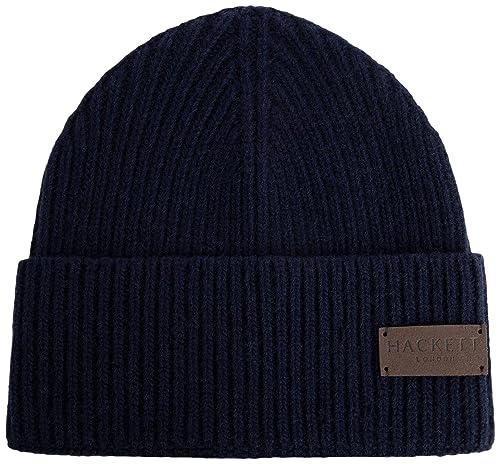 Hackett London Męska czapka typu beanie Cash, Niebieski (granatowy), Rozmiar uniwersalny