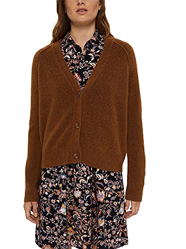 ESPRIT Z wełną: kardigan w serek, 229/Toffee 5, XL