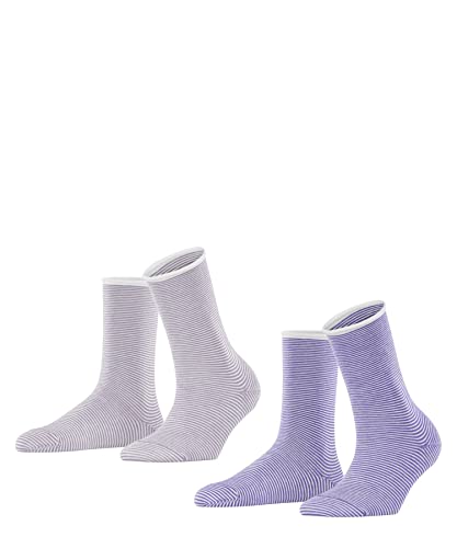 ESPRIT Kobiety Skarpety Allover Stripe 2-Pack W SO Organiczna Bawełna z wzorem 2 Pak, Wielokolorowy (Sortiment 0090), 39-42