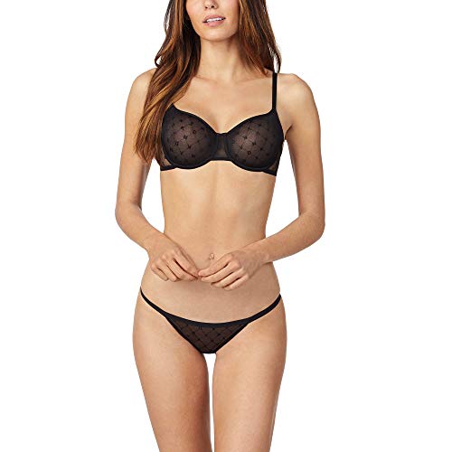 DKNY Damski biustonosz Demi bez podszewki z monogramem, Czarny, 70E