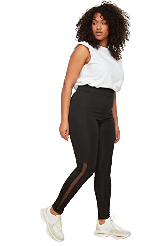 Trendyol Damskie legginsy sportowe plus size z wysoką talią plus size, Czarny, 3XL