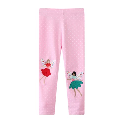 CM-Kid Legginsy Casual Kobieta, Spodnie dla dzieci, Drukowane Legginsy 2-7 Lat, Różowy-4