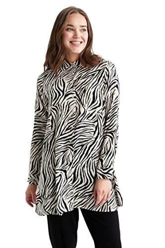 DeFacto Damska bluzka z długim rękawem, koszula z guzikami, do noszenia na co dzień, Stone, M