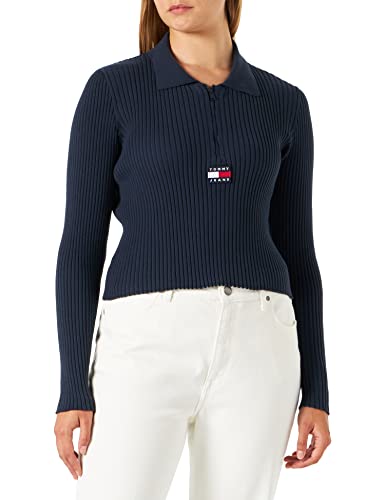 Tommy Hilfiger Damskie kardigany Tjw z zamkiem błyskawicznym na całej długości prążkowanej naszywki, granatowe, XL, Ciemna granatowa, XL