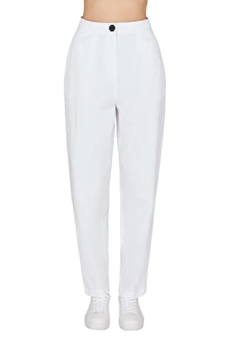 Armani Exchange Damskie spodnie Sustainable, przód i tył, metalowe zapięcie na guziki Casual Pants, Optic. biały, M