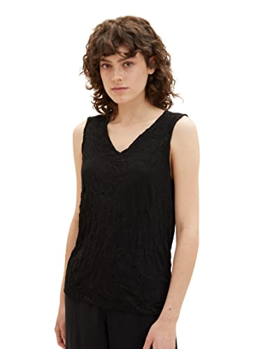 TOM TAILOR Damski 1037429 Top, 14482-Deep Black, L, 14482 – Deep Black, L