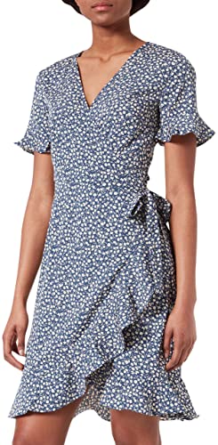 Only Sukienka damska Onlolivia S/S Wrap Dress WVN Noos, Blue Mirage, 40