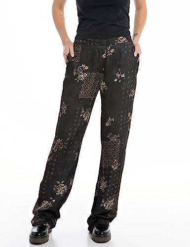 Replay Spodnie damskie z szerokimi nogawkami, 020 Dark Brown/Cream, S