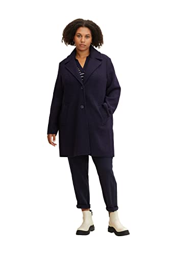 TOM TAILOR Damski Płaszcz plus size Bouclé 1033691, 30025 - Navy Midnight Blue, 52