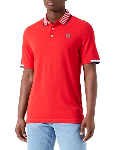 bugatti Męska koszula polo, 8150-35005, czerwony-950, regularny, Czerwony-950, L