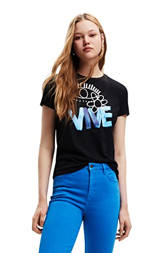 Desigual Damska koszulka z krótkim rękawem, czarny, XL