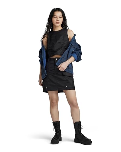 G-STAR RAW MA-1 Cropped top sless wmn, Czarny (Dk Black D23598-c143-6484), XXS